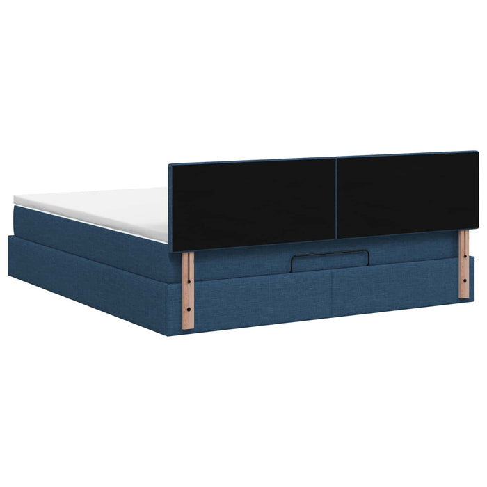 Pat ottoman cu saltea albastru 140 x 200 cm Țesătură - WALTI WALTI