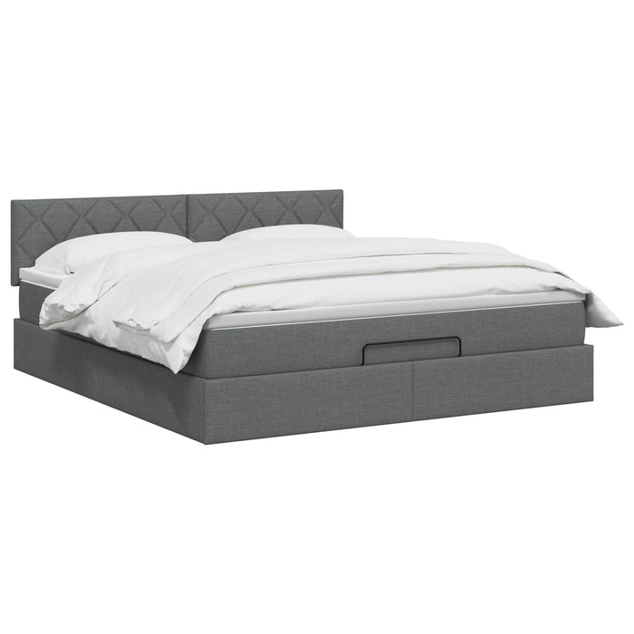 Pat ottoman cu saltea Gri închis 160 x 200 cm Țesătură WALTI