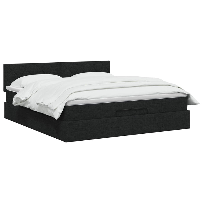 Pat ottoman cu saltea cu headboard Negru 160 x 200 cm Țesătură - WALTI WALTI