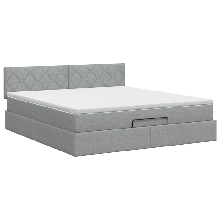 Pat ottoman cu saltea Gri deschis 180 x 200 cm Țesătură WALTI
