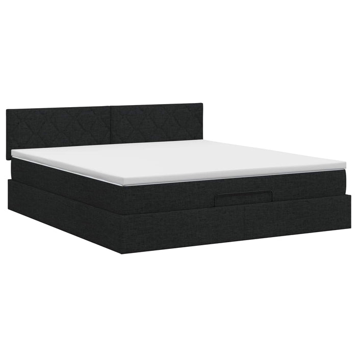 Pat ottoman cu saltea cu headboard Negru 180 x 200 cm Țesătură - WALTI WALTI