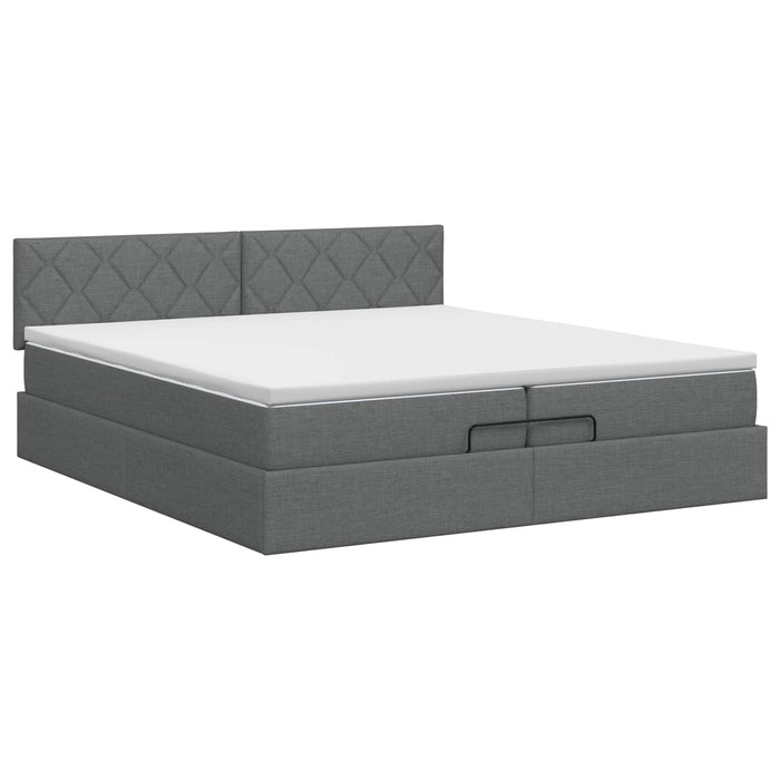 Pat ottoman cu saltea Gri închis 200 x 200 cm Țesătură WALTI