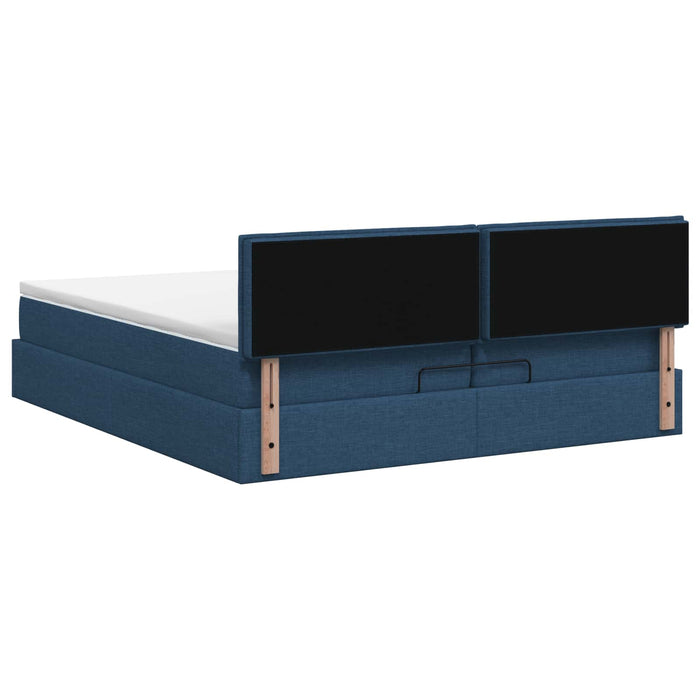 Pat ottoman cu saltea albastru 200 x 200 cm Țesătură WALTI