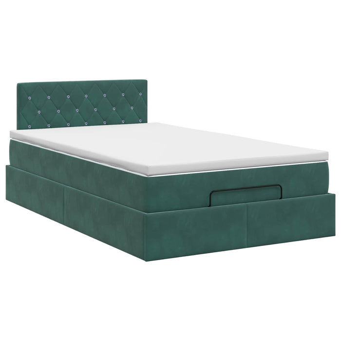 Pat ottoman cu saltea Verde închis 120 x 190 cm Catifea WALTI