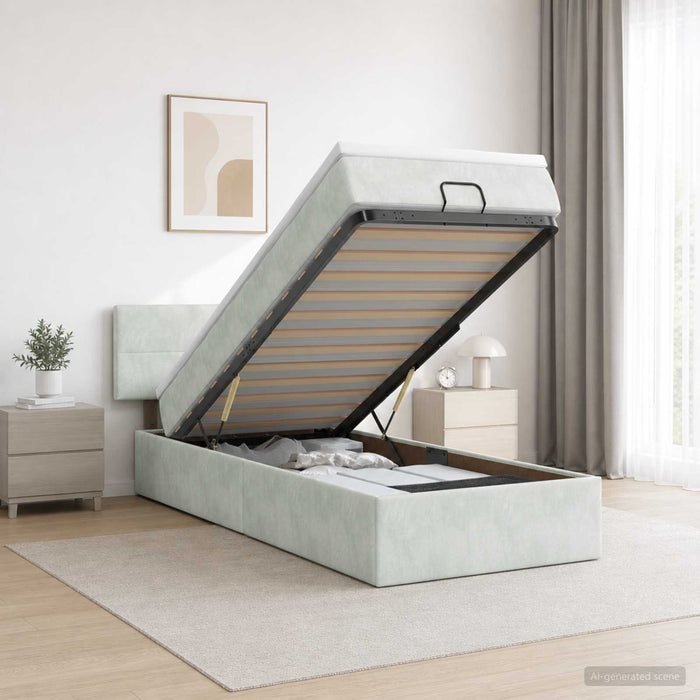 Pat Ottoman cu Saltea și LED Gri deschis 80 x 200 cm Catifea WALTI