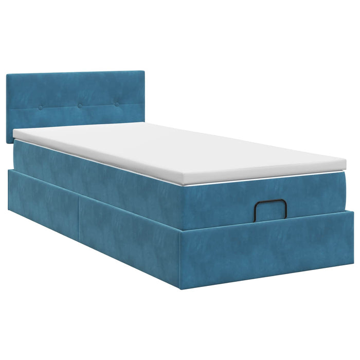 Pat ottoman cu saltea Albastru închis 80 x 200 cm Catifea WALTI
