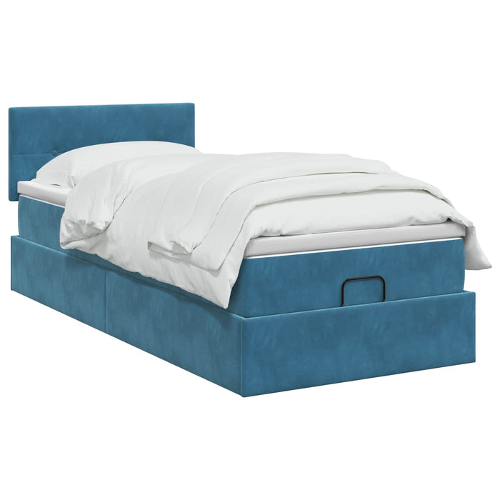 Pat ottoman cu saltea Albastru închis 100 x 200 cm Catifea WALTI