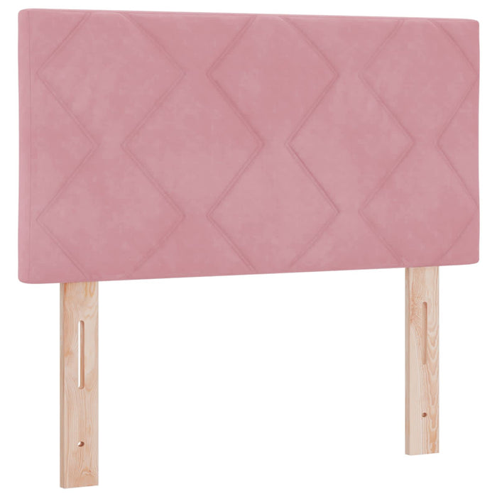 Pat ottoman cu saltea cu headboard Roz 80 x 200 cm Catifea WALTI