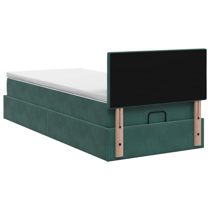 Pat ottoman cu saltea Verde închis 90 x 190 cm Catifea WALTI