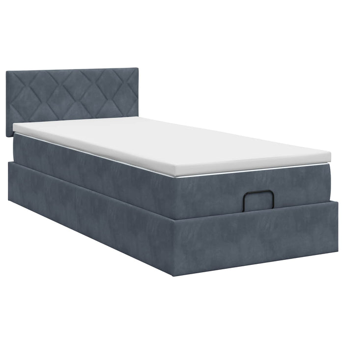 Pat ottoman cu saltea Gri închis 90 x 200 cm Catifea WALTI