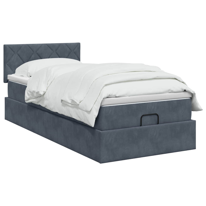 Pat ottoman cu saltea Gri închis 100 x 200 cm Catifea WALTI