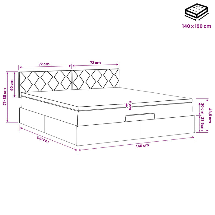 Pat ottoman cu saltea Verde închis 140 x 190 cm Catifea WALTI