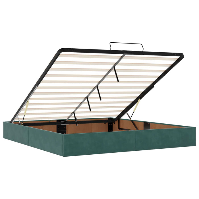 Pat ottoman cu saltea Verde închis 180 x 200 cm Catifea WALTI
