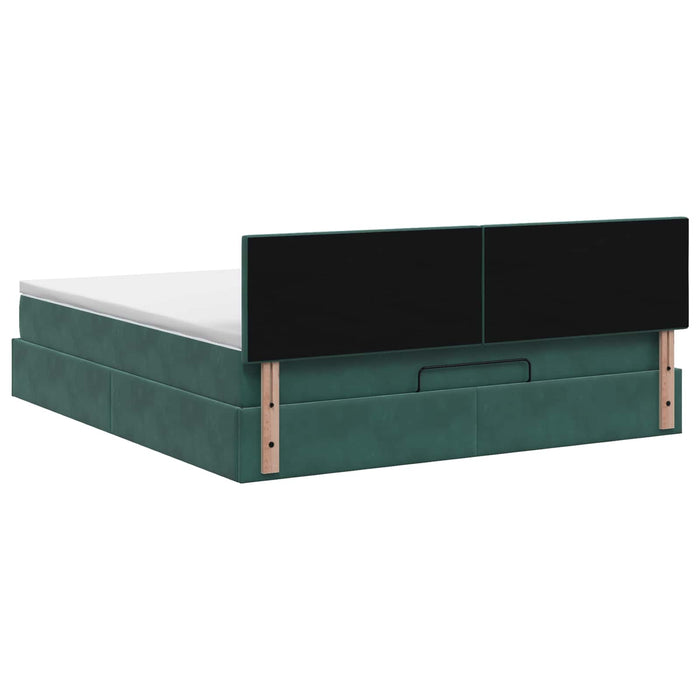 Pat ottoman cu saltea Verde închis 180 x 200 cm Catifea WALTI