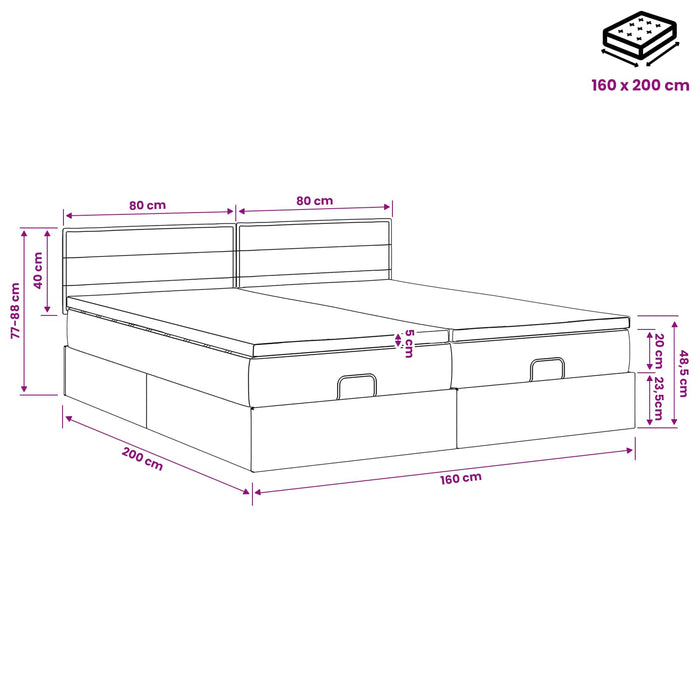 Pat ottoman cu saltea cu headboard 2 buc. albastru Țesătură WALTI