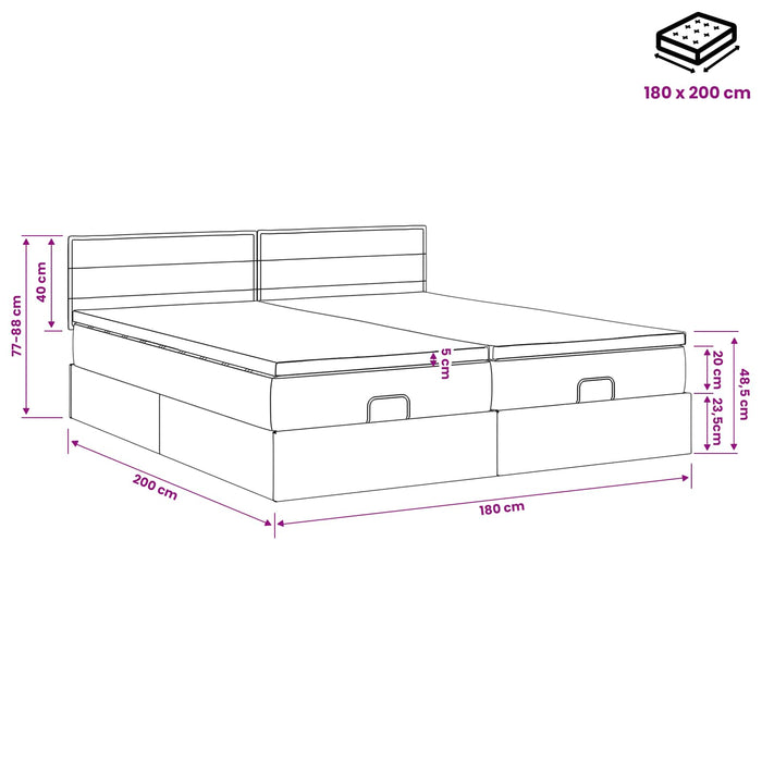 Pat ottoman cu saltea cu headboard 2 buc. albastru Țesătură WALTI