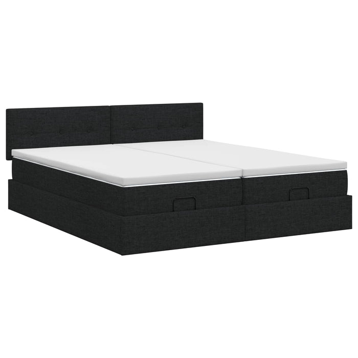 Pat ottoman cu saltea 2 buc. Negru 200 x 200 cm Țesătură WALTI