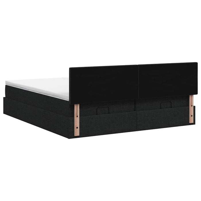 Pat ottoman cu saltea 2 buc. Negru 200 x 200 cm Țesătură WALTI