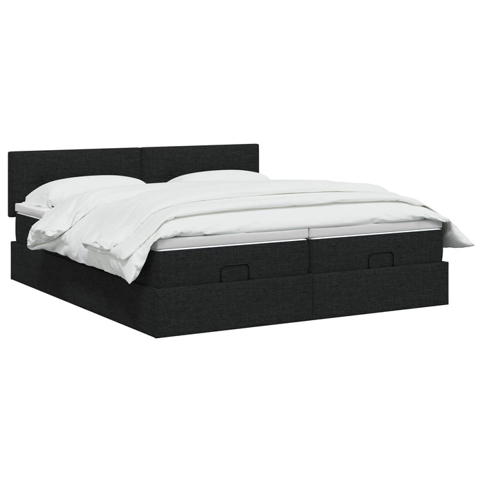Pat ottoman cu saltea 2 buc. Negru 200 x 200 cm Țesătură WALTI
