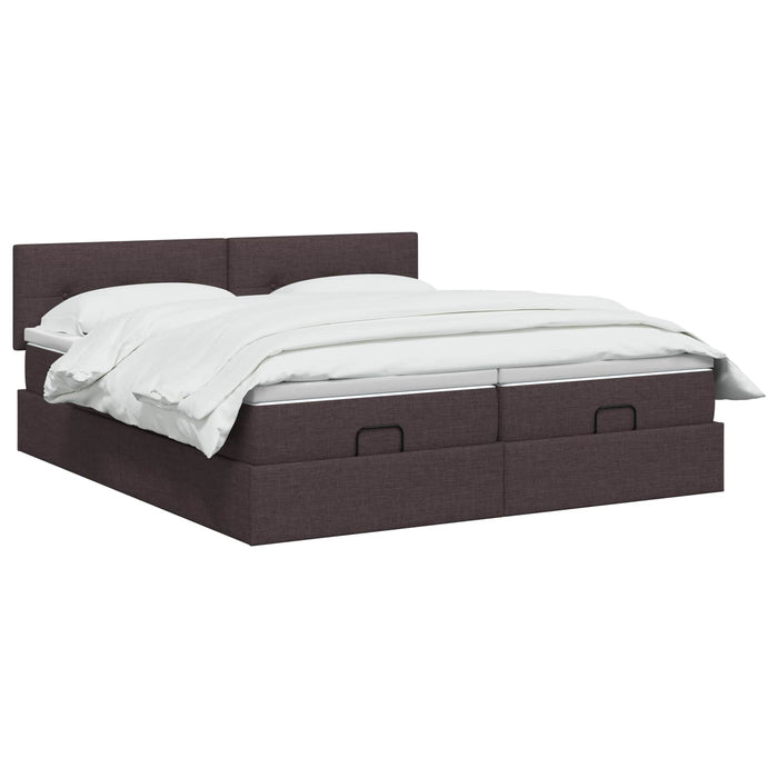 Pat ottoman cu saltea cu headboard 2 buc. Maro închis Țesătură - WALTI WALTI