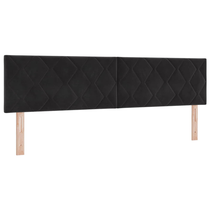 Pat ottoman cu saltea cu headboard 2 buc. Negru Catifea WALTI