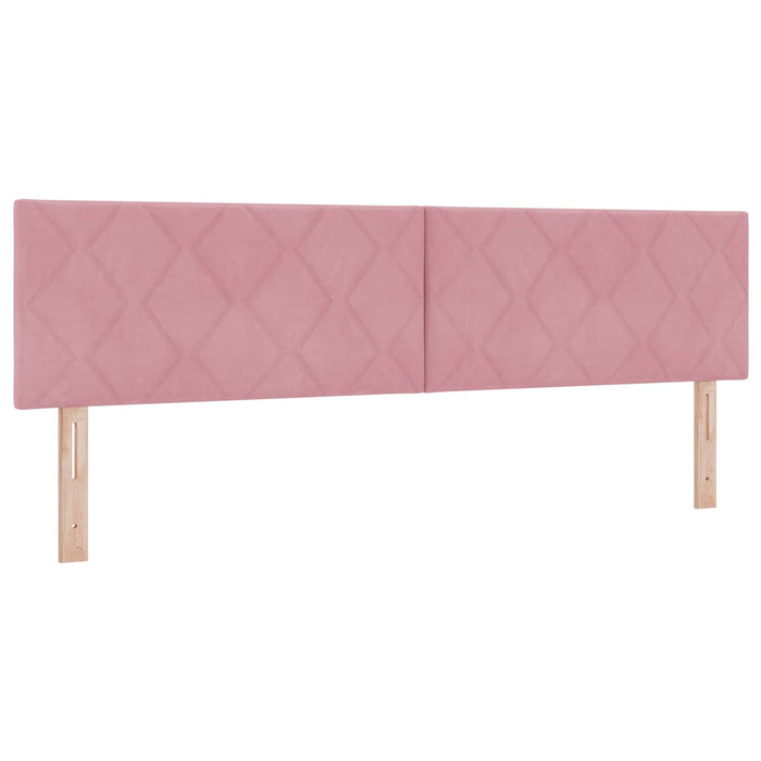 Pat ottoman cu saltea cu headboard 2 buc. Roz Catifea WALTI