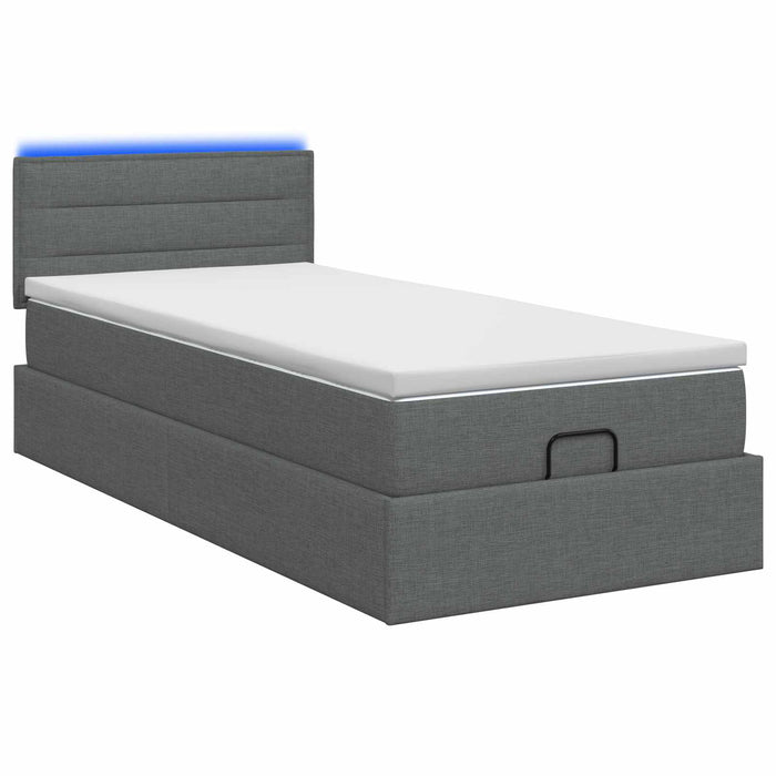 Pat Ottoman cu Saltea și LED Gri închis 80 x 200 cm Țesătură WALTI