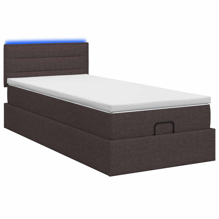 Pat Ottoman cu Saltea și LED Maro închis 90 x 190 cm Țesătură WALTI
