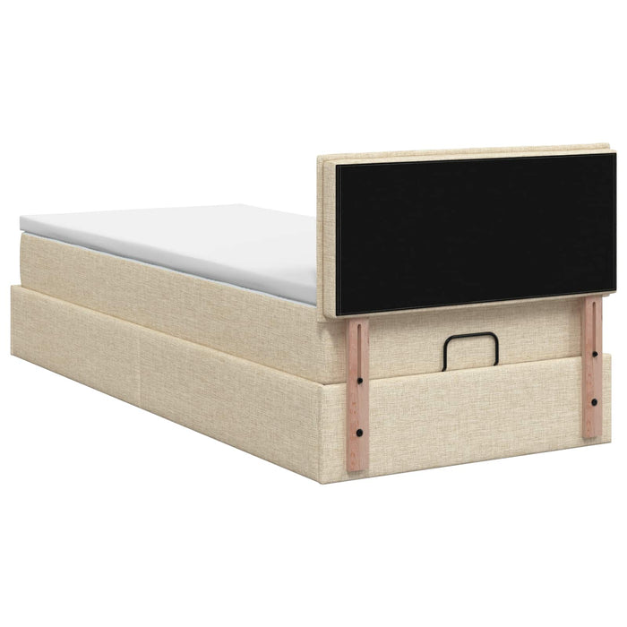 Pat Ottoman cu Saltea și LED Crem 90 x 190 cm Țesătură WALTI