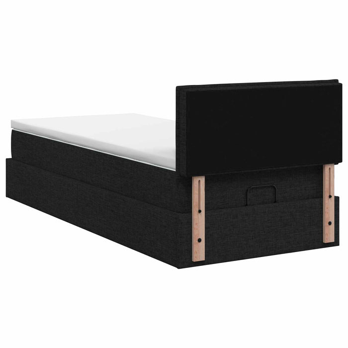 Pat Ottoman cu Saltea și LED Negru 90 x 200 cm Țesătură WALTI