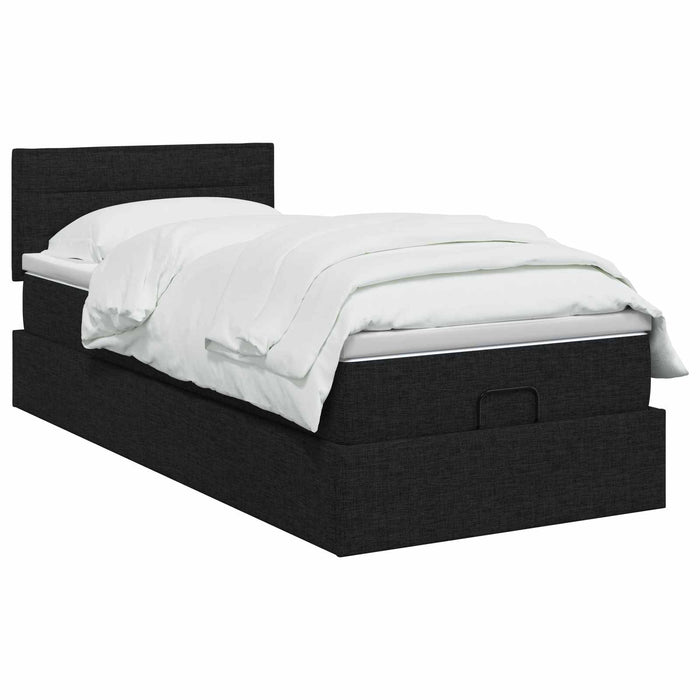 Pat Ottoman cu Saltea și LED Negru 90 x 200 cm Țesătură WALTI