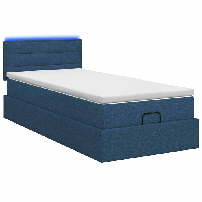 Pat Ottoman cu Saltea și LED albastru 100 x 200 cm Țesătură WALTI