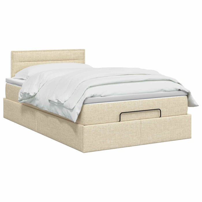 Pat Ottoman cu Saltea și LED Crem 120 x 190 cm Țesătură WALTI