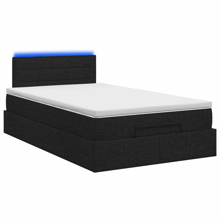 Pat Ottoman cu Saltea și LED Negru 120 x 200 cm Țesătură WALTI