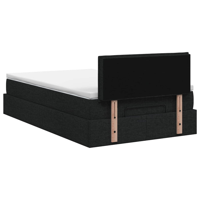 Pat Ottoman cu Saltea și LED Negru 120 x 200 cm Țesătură WALTI