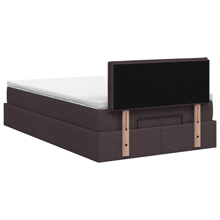 Pat Ottoman cu Saltea și LED Maro închis 120 x 200 cm Țesătură WALTI