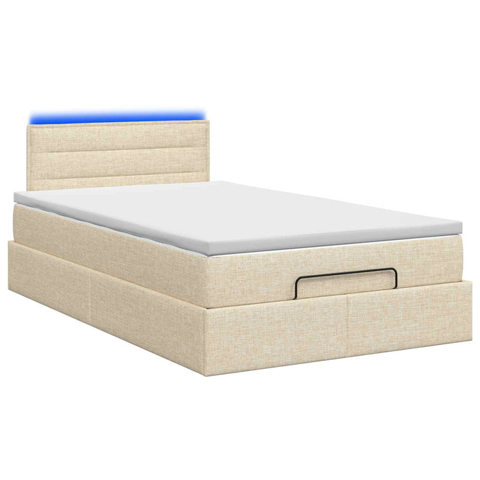 Pat Ottoman cu Saltea și LED Crem 120 x 200 cm Țesătură WALTI