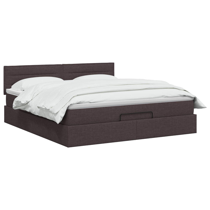 Pat Ottoman cu Saltea și LED Maro închis 140 x 190 cm Țesătură - WALTI WALTI