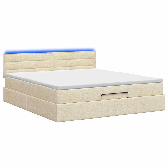 Pat Ottoman cu Saltea și LED Crem 140 x 200 cm Țesătură WALTI