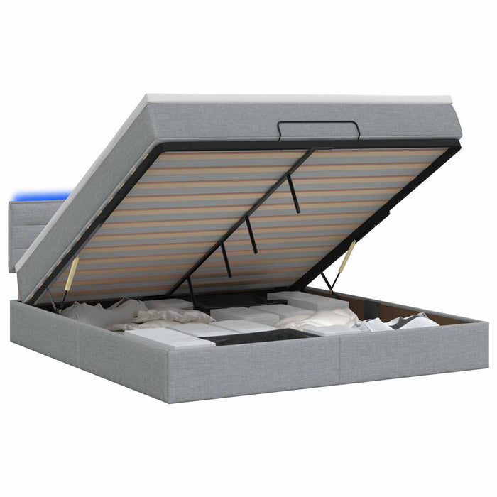 Pat Ottoman cu Saltea și LED Gri deschis 160 x 200 cm Țesătură WALTI