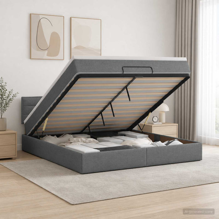 Pat ottoman cu saltea Gri închis 180 x 200 cm Țesătură WALTI