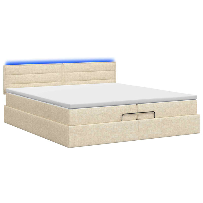 Pat Ottoman cu Saltea și LED Crem 200 x 200 cm Țesătură WALTI