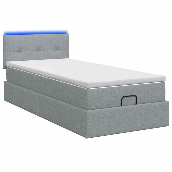 Pat Ottoman cu Saltea și LED Gri deschis 80 x 200 cm Țesătură WALTI