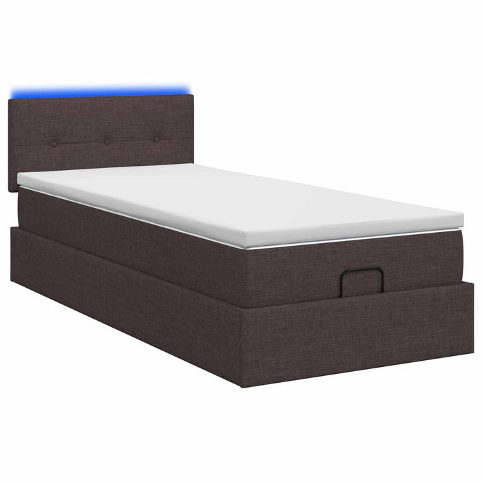 Pat Ottoman cu Saltea și LED Maro închis 90 x 200 cm Țesătură WALTI