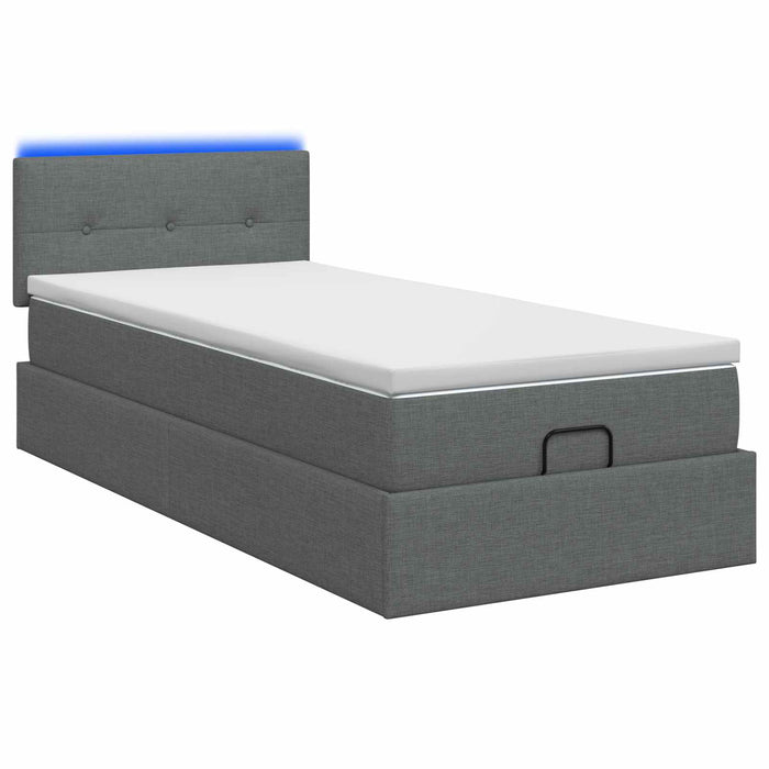 Pat Ottoman cu Saltea și LED Gri închis 100 x 200 cm Țesătură WALTI