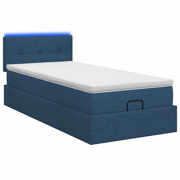 Pat Ottoman cu Saltea și LED albastru 100 x 200 cm Țesătură WALTI