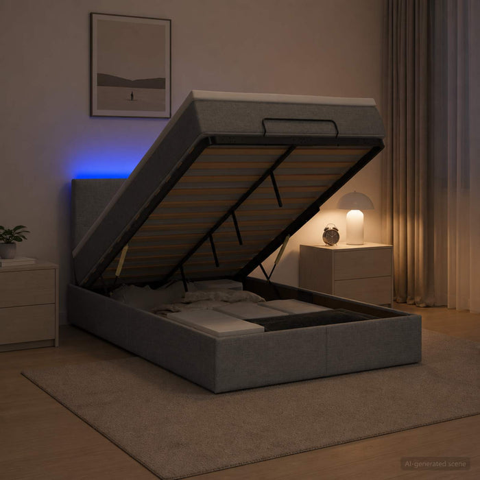 Pat Ottoman cu Saltea și LED Gri deschis 120 x 200 cm Țesătură WALTI