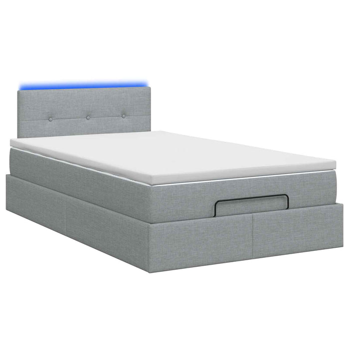 Pat Ottoman cu Saltea și LED Gri deschis 120 x 190 cm Țesătură WALTI