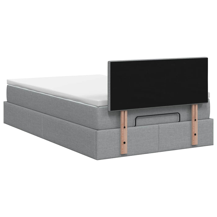 Pat Ottoman cu Saltea și LED Gri deschis 120 x 190 cm Țesătură WALTI