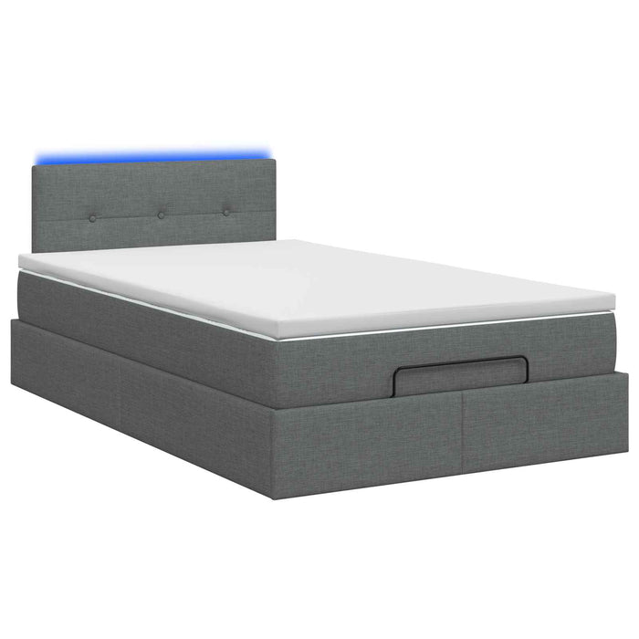 Pat Ottoman cu Saltea și LED Gri închis 120 x 190 cm Țesătură WALTI